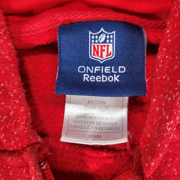 Kansas City Chiefs Reebok OnField Full Zip Hoodie Mens Medium Red Embroidered - Picture 2 of 9